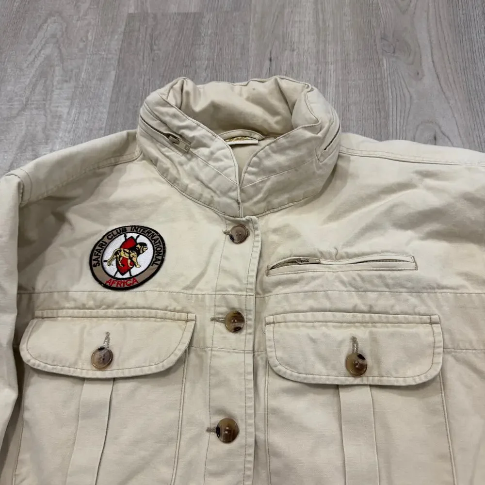 Vintage Cabelas Chore Coat Women's Large Beige Barn Utility y2k Safari Club - Picture 3 of 11